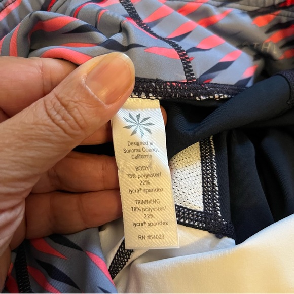 Athleta Electra Sonar 7/8 Workout Leggings Navy blue and Pink Mesh Detail Size S - Picture 13 of 13